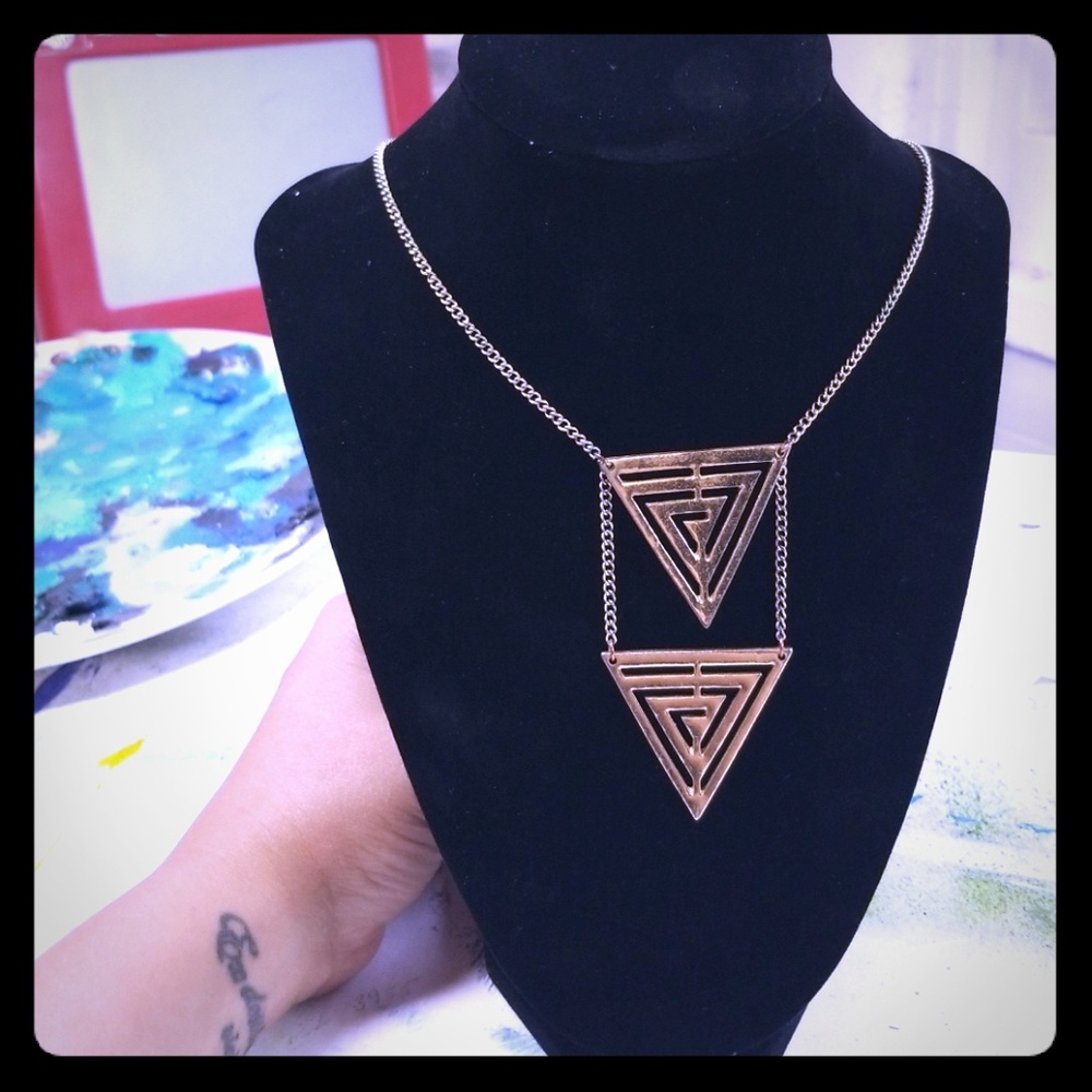 Edgy, Tribal, Gold Chevron Necklace